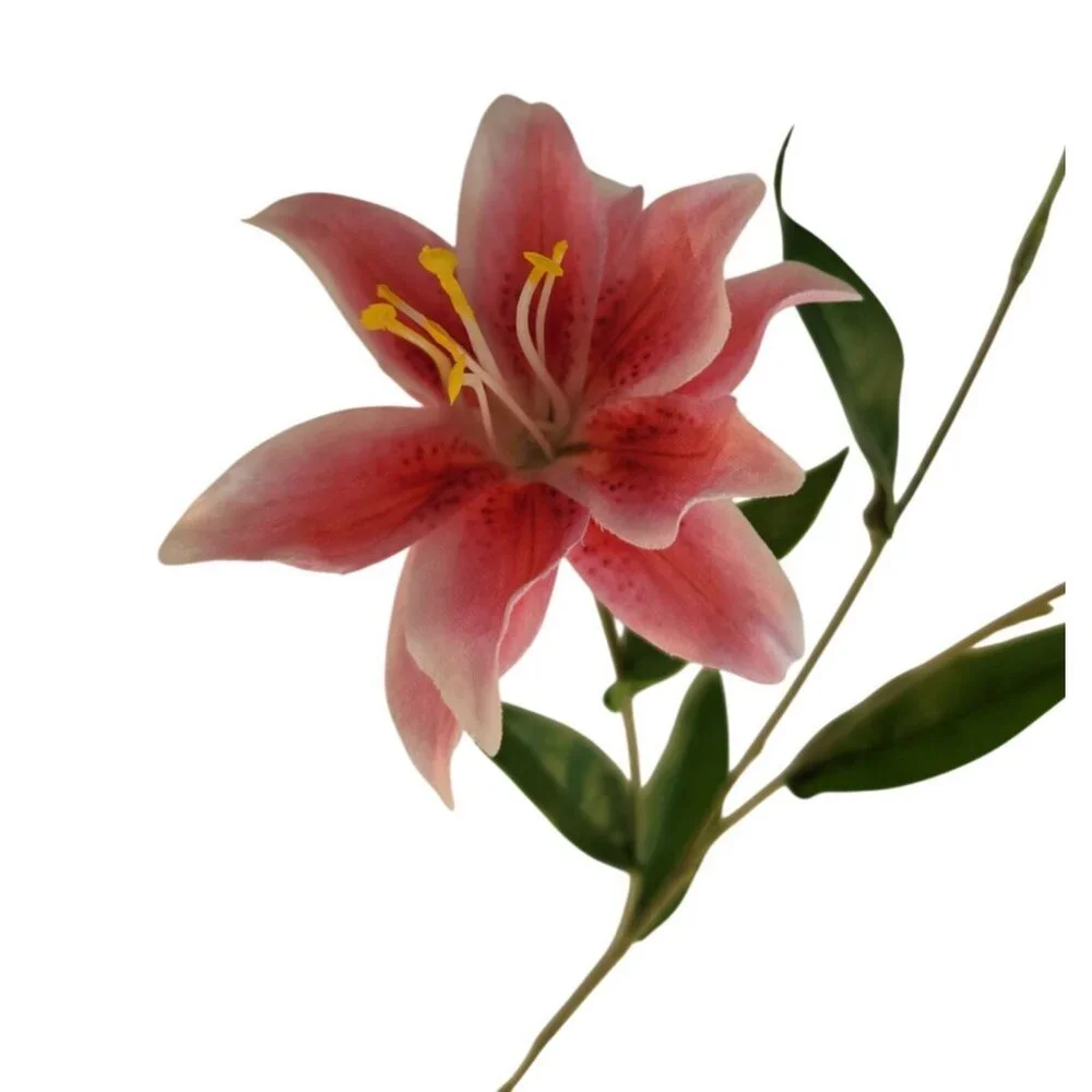 Luxury Artificial Hot Pink Lily Stem 27 Inch | Faux Asiatic Lily with Buds | Sym